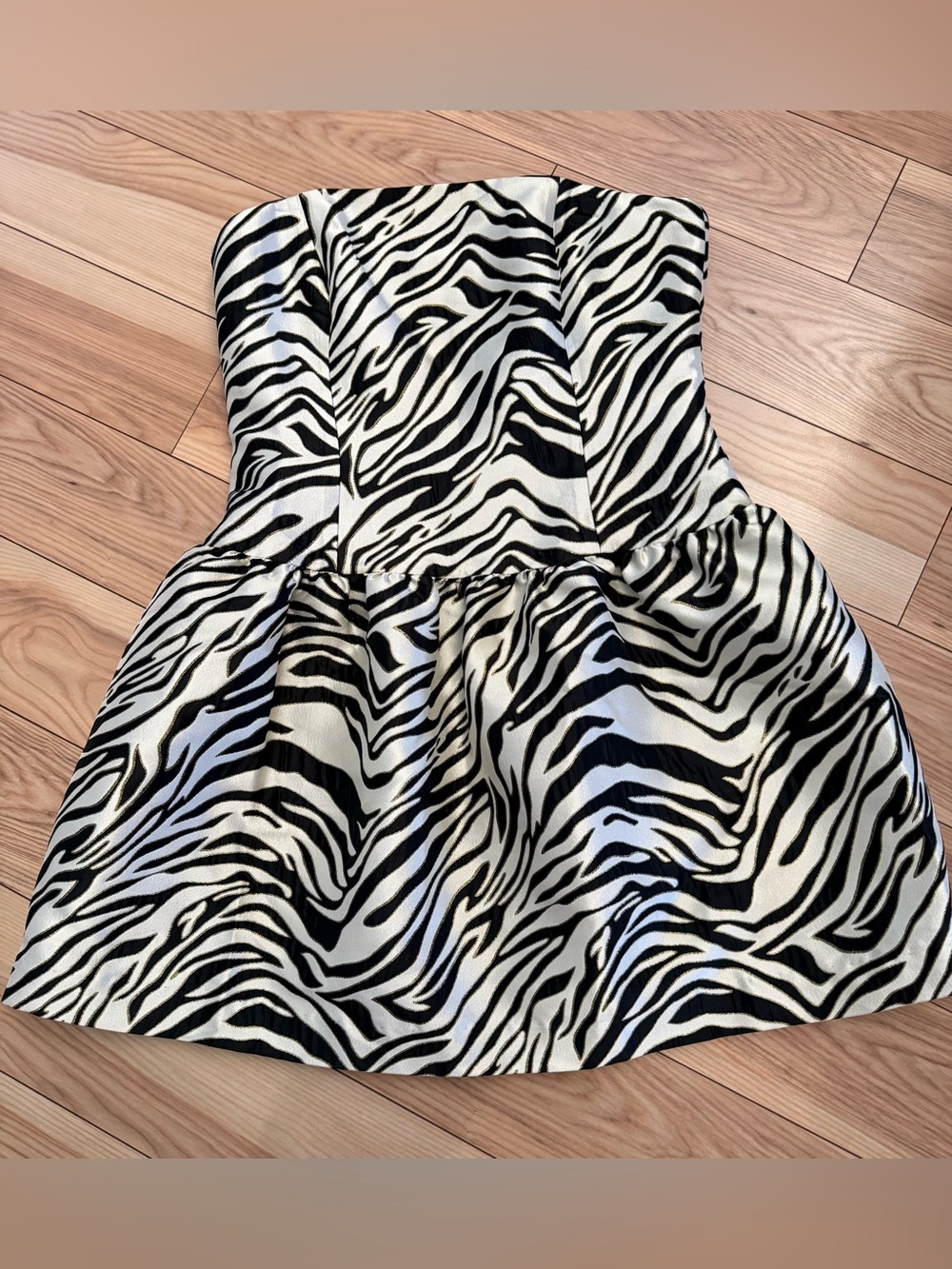 NWT size 14 Lilly Pulitzer Akela Strapless Jacquard Dress Black Zebra Jacquard